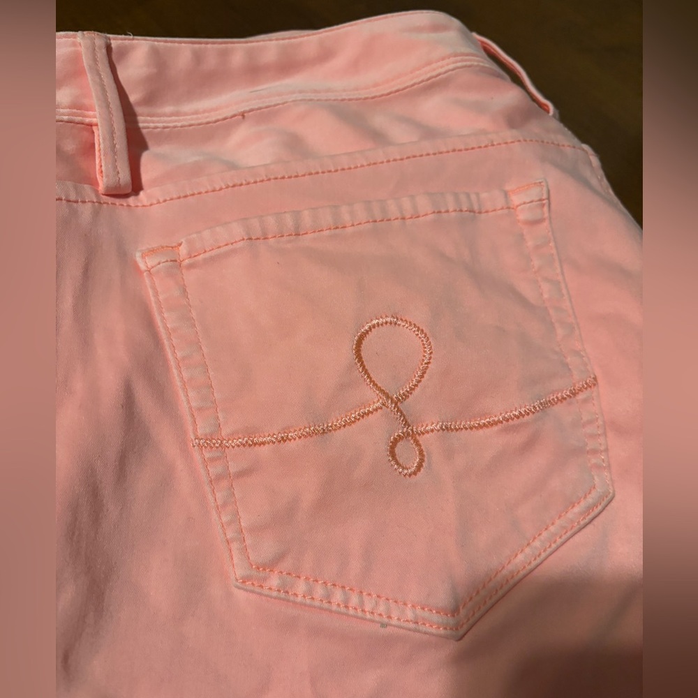 Lilly Pulitzer Worth Skinny Cheeky Melon Peach SATEEN Pants Jeans 14 - Picture 8 of 8